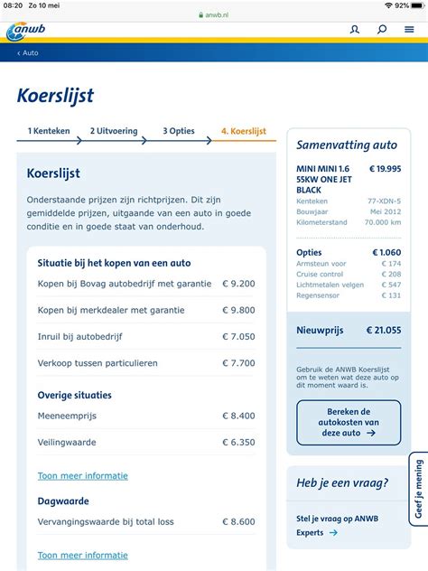 ANWB Koerslijst Voorbeeld