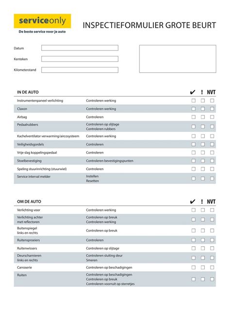 Checklist grote beurt