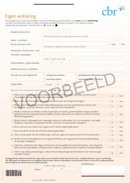 Gezondheidsverklaring CBR