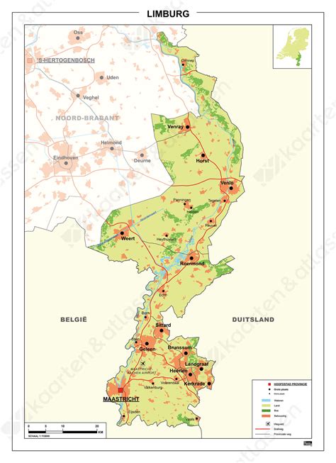 Kaart van Limburg met Lottum en Broekhuizenvorst