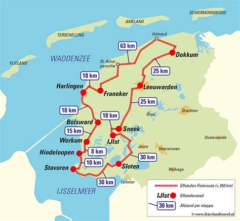 Kaart van de Elfstedenroute