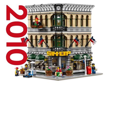 LEGO modulaire gebouwen sets staan op wandplanken