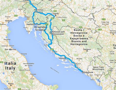 Routes naar Kroatië