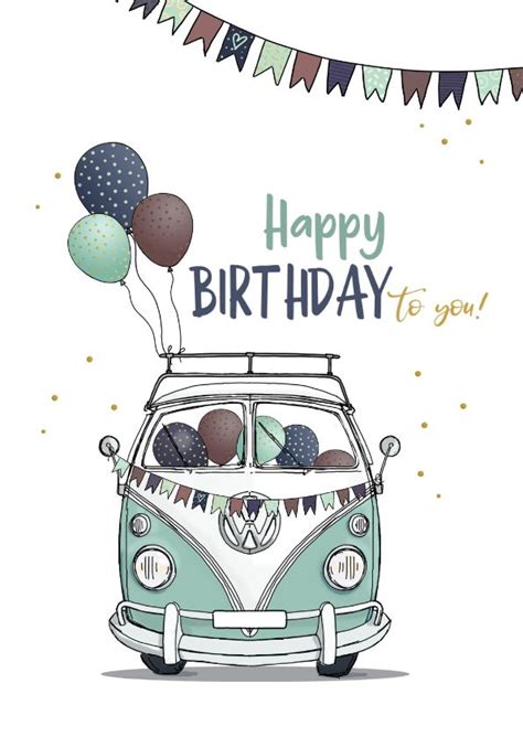 Volkswagen busje verjaardagskaart